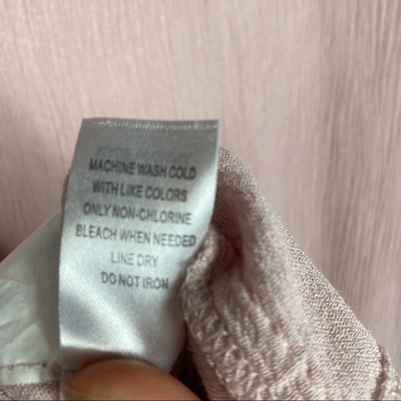 Blush pink button up tie front short sleeve blouse - Picture 9 of 9